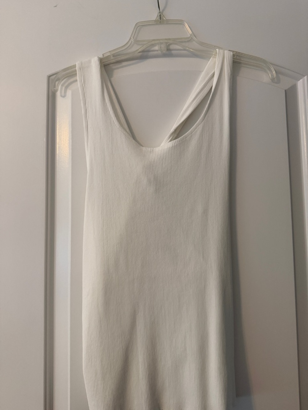 Maje White Ribbed V-Neck Tank